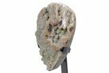 Sparkling Green Druzy Quartz Formation on Metal Stand #357186-2